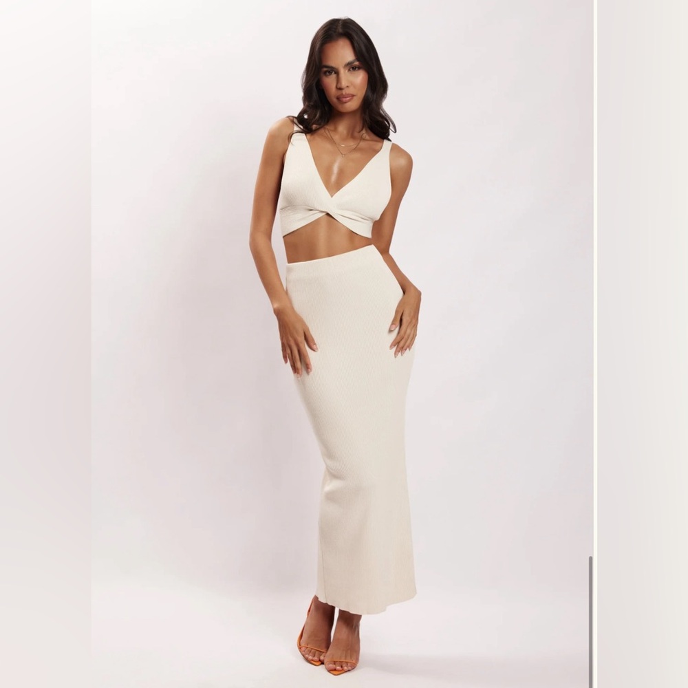 Kaesha Twist Front Knit Top - Bone size XS